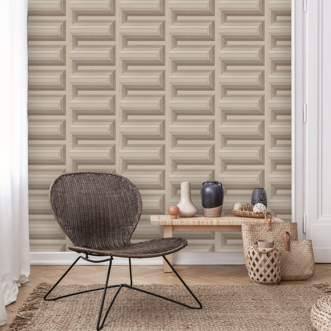 Dutch Wallcoverings Dutch Wallcoverings - Renaissance - Grecian Key Taupe - Vliesbehang - 10m x 53cm - RE521074