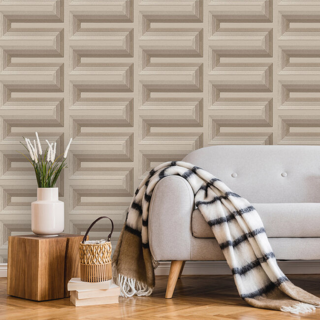 Dutch Wallcoverings Dutch Wallcoverings - Renaissance - Grecian Key Taupe - Vliesbehang - 10m x 53cm - RE521074