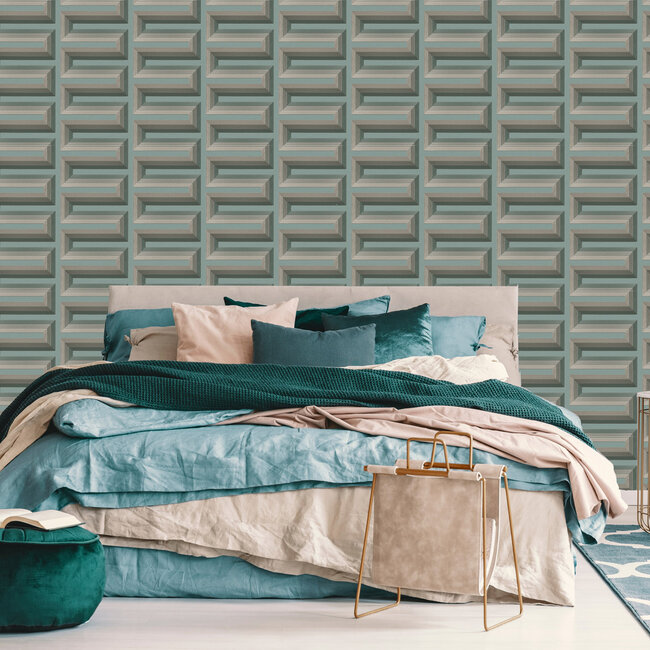 Dutch Wallcoverings Dutch Wallcoverings - Renaissance - Grecian Key Aqua - Vliesbehang - 10m x 53cm - RE521075