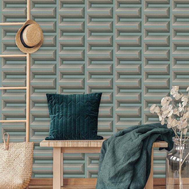 Dutch Wallcoverings Dutch Wallcoverings - Renaissance - Grecian Key Aqua - Vliesbehang - 10m x 53cm - RE521075