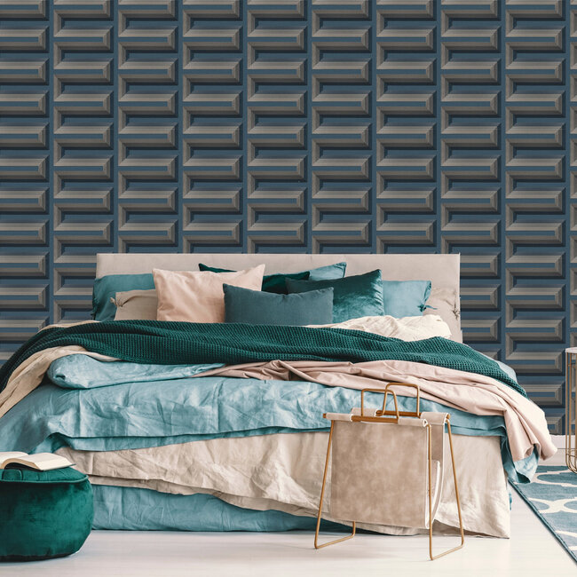 Dutch Wallcoverings Dutch Wallcoverings - Renaissance - Grecian Key Blue - Vliesbehang - 10m x 53cm - RE521076