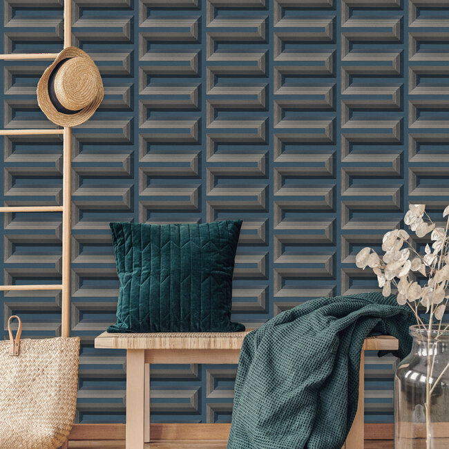 Dutch Wallcoverings Dutch Wallcoverings - Renaissance - Grecian Key Blue - Vliesbehang - 10m x 53cm - RE521076