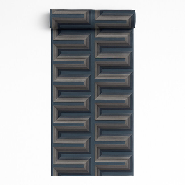 Dutch Wallcoverings Dutch Wallcoverings - Renaissance - Grecian Key Blue - Vliesbehang - 10m x 53cm - RE521076