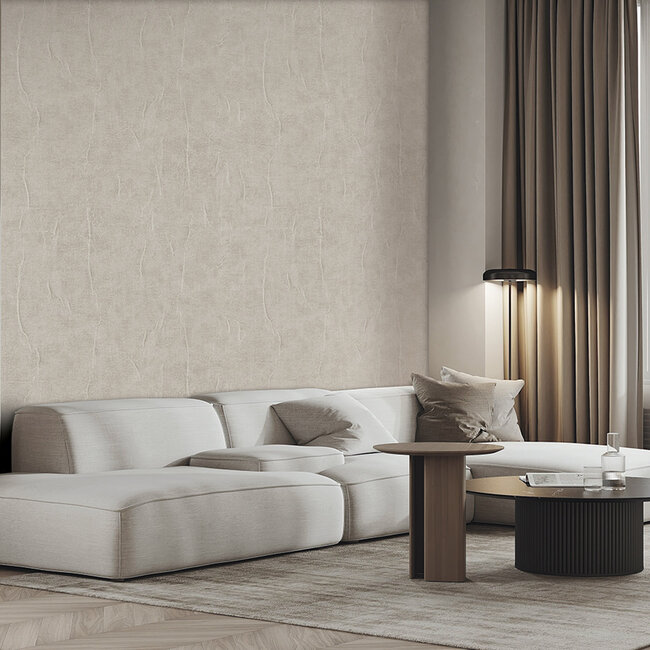 Dutch Wallcoverings Dutch Wallcoverings - Renaissance - Water Marked Fabric Beige - Vliesbehang - 10m x 53cm - RE521082
