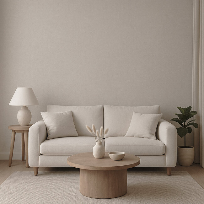 Dutch Wallcoverings Dutch Wallcoverings - Renaissance - Water Marked Fabric Taupe - Vliesbehang - 10m x 53cm - RE521083