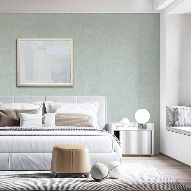 Dutch Wallcoverings Dutch Wallcoverings - Renaissance - Water Marked Fabric Aqua - Vliesbehang - 10m x 53cm - RE521085