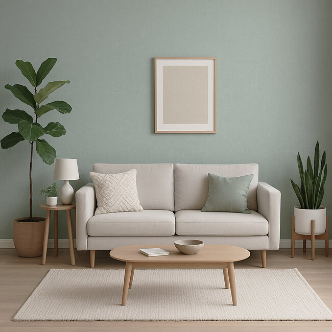 Dutch Wallcoverings Dutch Wallcoverings - Renaissance - Water Marked Fabric Aqua - Vliesbehang - 10m x 53cm - RE521085