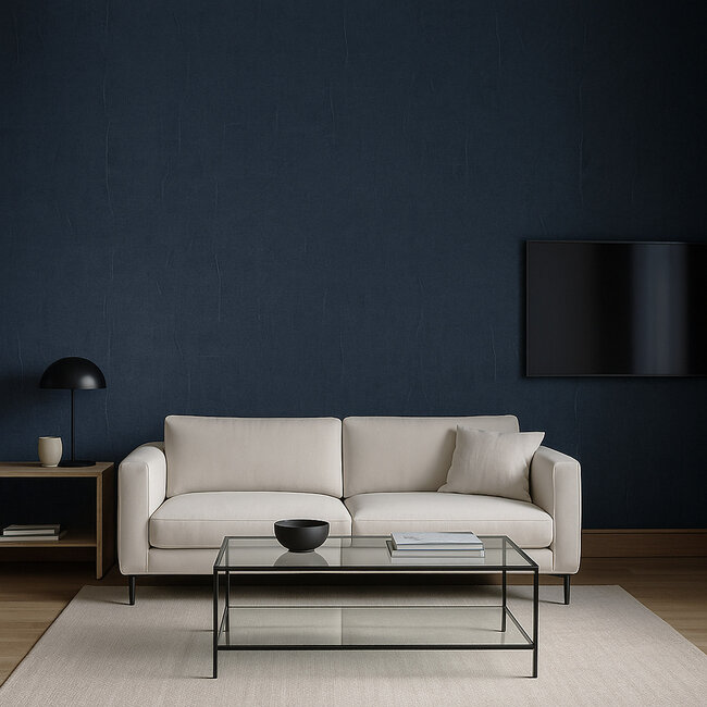 Dutch Wallcoverings Dutch Wallcoverings - Renaissance - Water Marked Fabric Blue - Vliesbehang - 10m x 53cm - RE521086