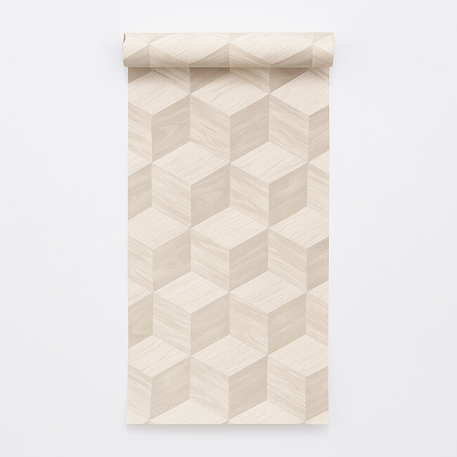 Dutch Wallcoverings Dutch Wallcoverings - Renaissance - Natural Cube Offwhite - Vliesbehang - 10m x 53cm - RE521091