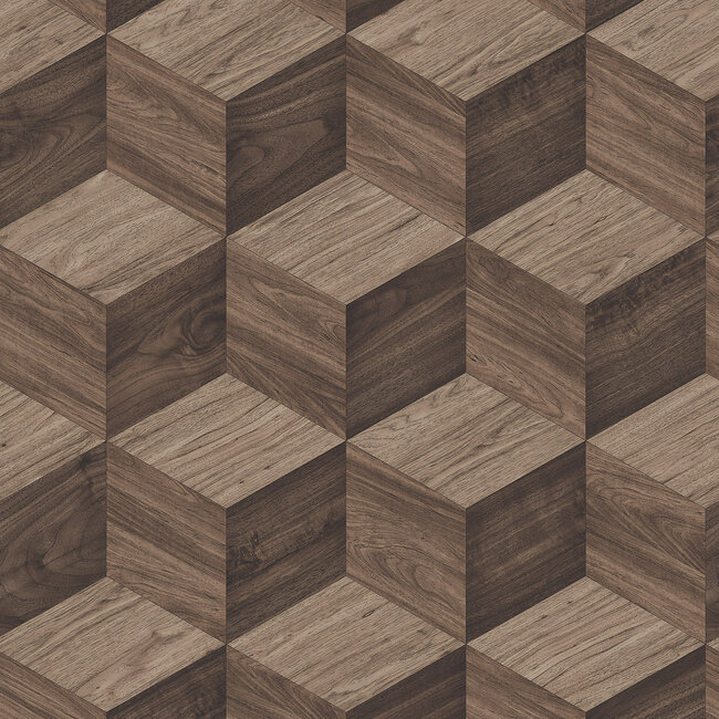Dutch Wallcoverings Dutch Wallcoverings - Renaissance - Natural Cube Brown - Vliesbehang - 10m x 53cm - RE521094