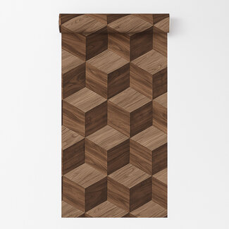 Dutch Wallcoverings Vliesbehang - Renaissance - Natural Cube Brown - RE521094