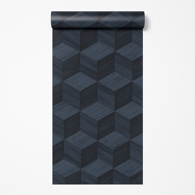 Dutch Wallcoverings Dutch Wallcoverings - Renaissance - Natural Cube Cobolt - Vliesbehang - 10m x 53cm - RE521095
