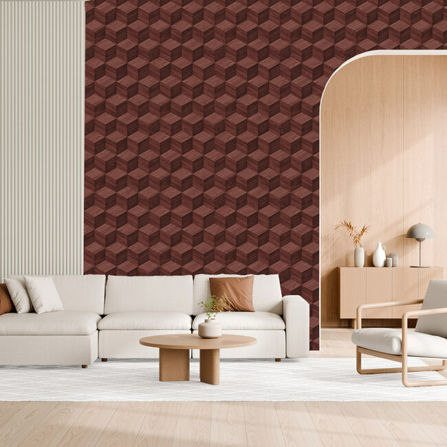 Dutch Wallcoverings Dutch Wallcoverings - Renaissance - Natural Cube Russet - Vliesbehang - 10m x 53cm - RE521096