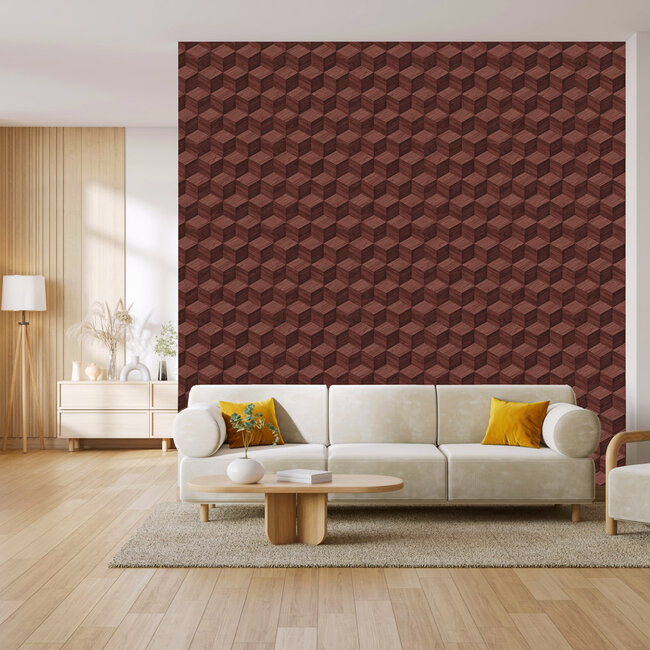 Dutch Wallcoverings Dutch Wallcoverings - Renaissance - Natural Cube Russet - Vliesbehang - 10m x 53cm - RE521096