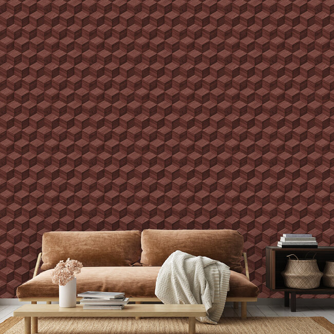 Dutch Wallcoverings Dutch Wallcoverings - Renaissance - Natural Cube Russet - Vliesbehang - 10m x 53cm - RE521096