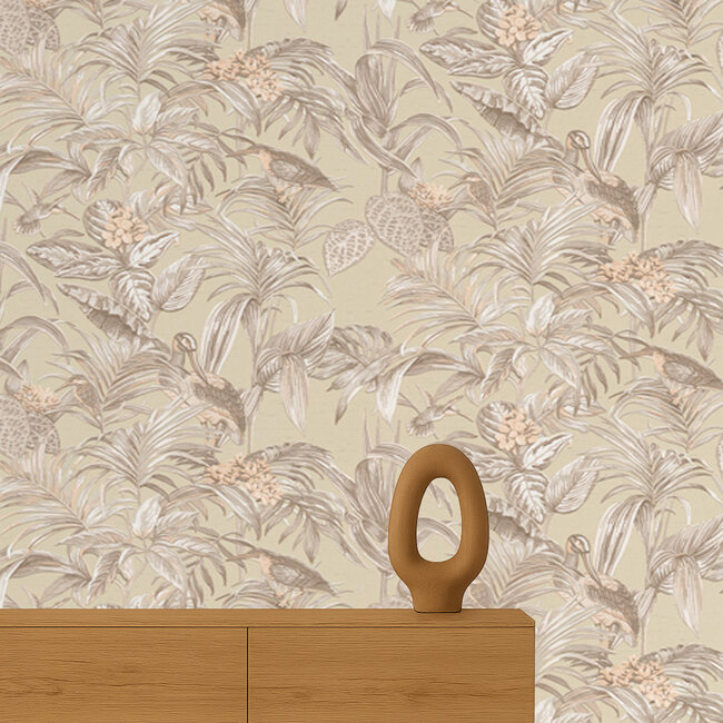 Dutch Wallcoverings Wallstitch bird of paradise cream - vliesbehang - 10m x 53cm - DE120012