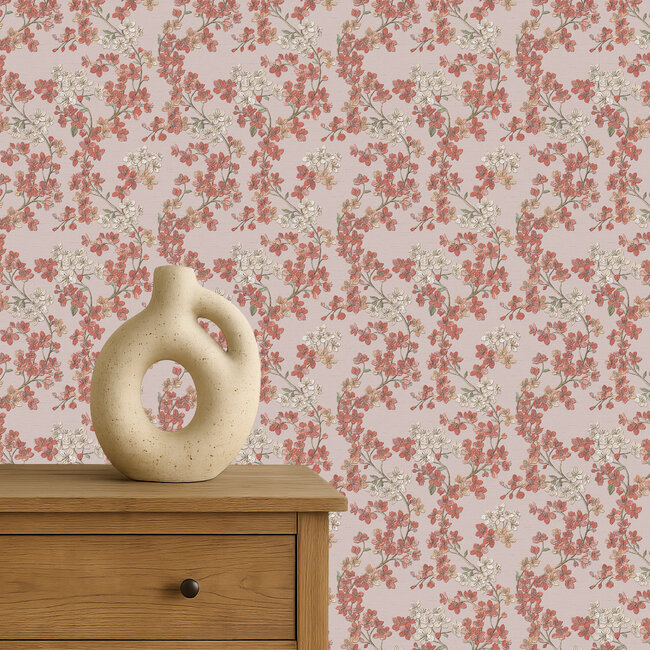 Dutch Wallcoverings Duch Wallcoverings - Grace Cherry blossom blush - vliesbehang - 10m x 53cm - GR322204