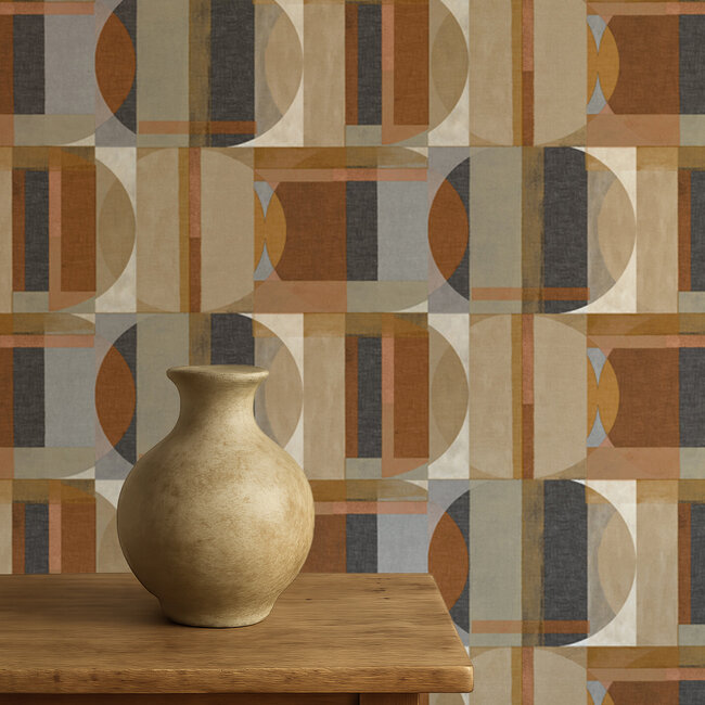 Dutch Wallcoverings Dutch Wallcoverings - Arcadia- Sojo bruin/blauw - Vliesbehang - 10m x 53cm - A64902