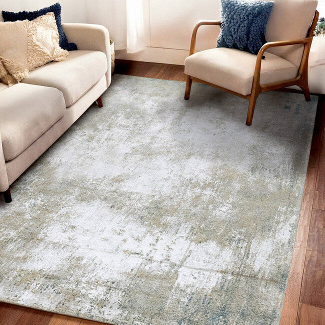 Dutch Lifestyle - Argentella 13 blauw/natuur - PES/Katoen/Viscose - Vloerkleed - Beige