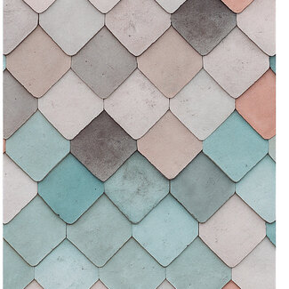 Dutch Wallcoverings Vliesbehang - Artifice- tegels mint/grijs/roze - M760-04