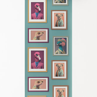 Dutch Wallcoverings Vliesbehang - Artifice- lijstjes/dieren groen/multi - M761-04