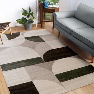 Dutch Lifestyle - Brooklyn A - PP/Jute/PES/Latex - Vloerkleed - Bruin/groen