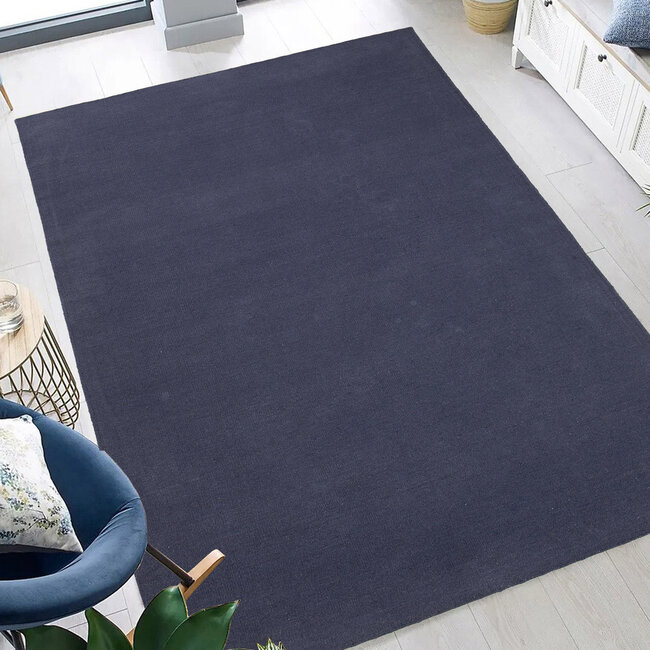 Dutch Lifestyle - Eva - Wol/Katoen - Vloerkleed - Donkerblauw