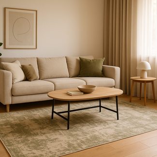 Dutch Lifestyle - Lux 1 Beige/groen - Viscose/Katoen - Vloerkleed - Beige/groen