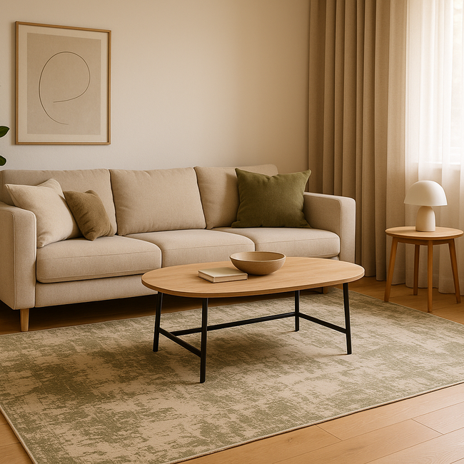 Dutch Lifestyle - Lux 1 Beige/groen - Viscose/Katoen - Vloerkleed - Beige/groen