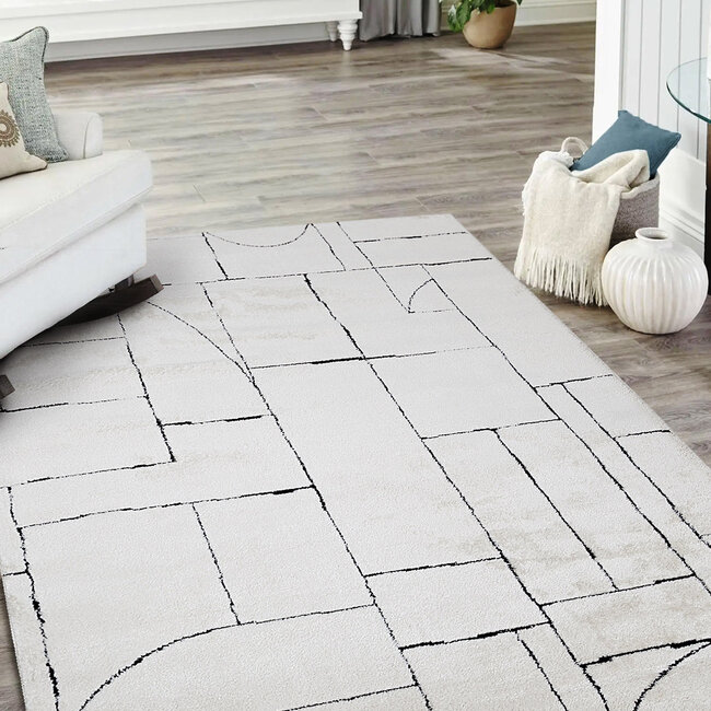 Dutch Lifestyle - Tribe B - PES - Vloerkleed - Zwart-wit