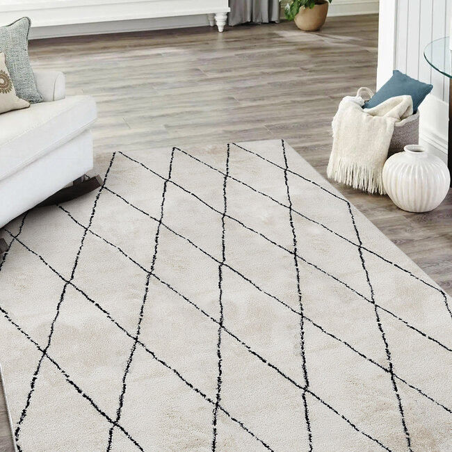 Dutch Lifestyle - Tribe C - PES - Vloerkleed - Zwart-wit