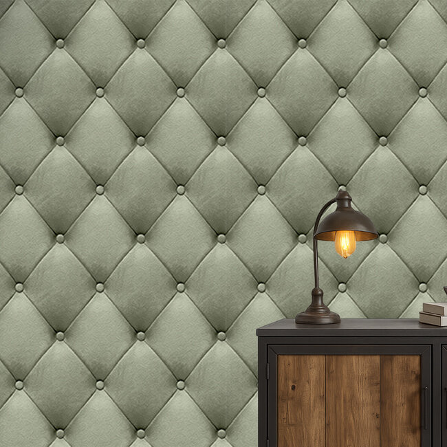 Dutch Wallcoverings Dutch Wallcoverings - Artifice- kapiton groen - Vliesbehang - 10m x 53cm - M762-04