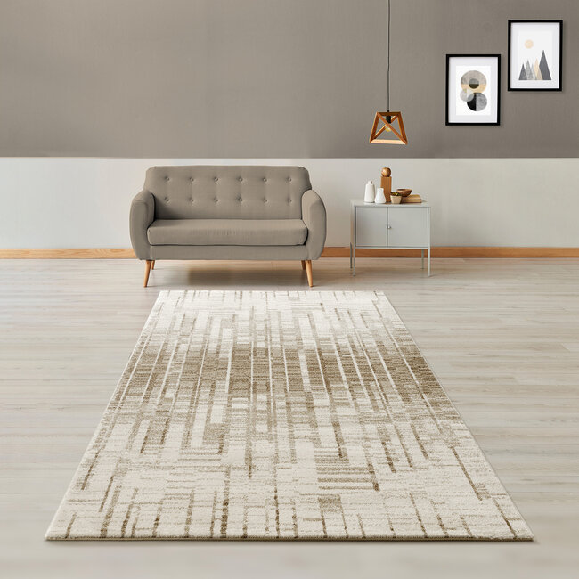 Dutch Lifestyle - Matrix 2 beige/bruin - Polypropyleen - Vloerkleed - Beige/bruin