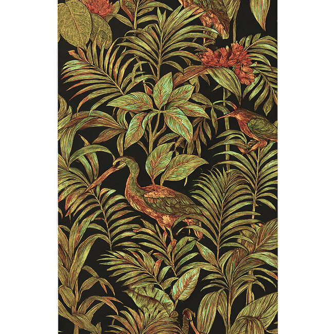Dutch Wallcoverings Wallstitch bird of paradise black - vliesbehang - 10m x 53cm - DE120015
