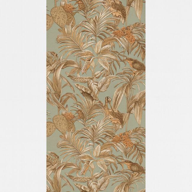 Dutch Wallcoverings Wallstitch bird of paradise teal - vliesbehang - 10m x 53cm - DE120017