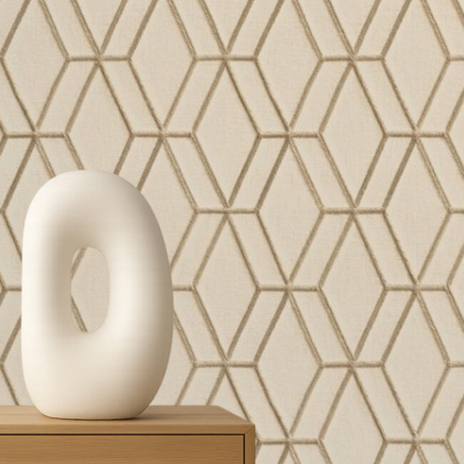 Dutch Wallcoverings Wallstitch hexagonal beige - vliesbehang - 10m x 53cm - DE120063
