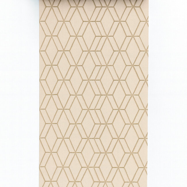 Dutch Wallcoverings Wallstitch hexagonal beige - vliesbehang - 10m x 53cm - DE120063
