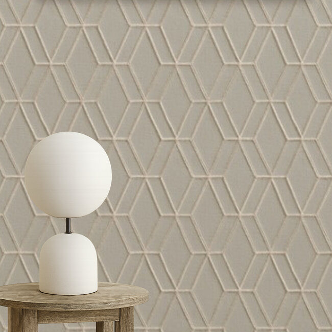 Dutch Wallcoverings Wallstitch hexagonal grey - vliesbehang - 10m x 53cm - DE120064