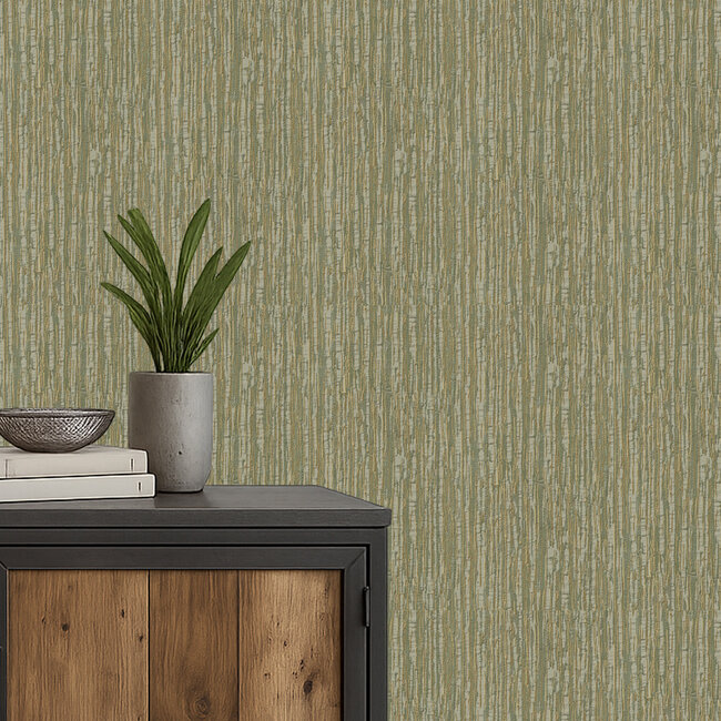 Dutch Wallcoverings Embellish silk texture green - vliesbehang - 10m x 53cm - DE120085