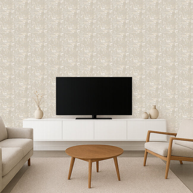 Dutch Wallcoverings Embellish fabric abstract cream - vliesbehang - 10m x 53cm - DE120091