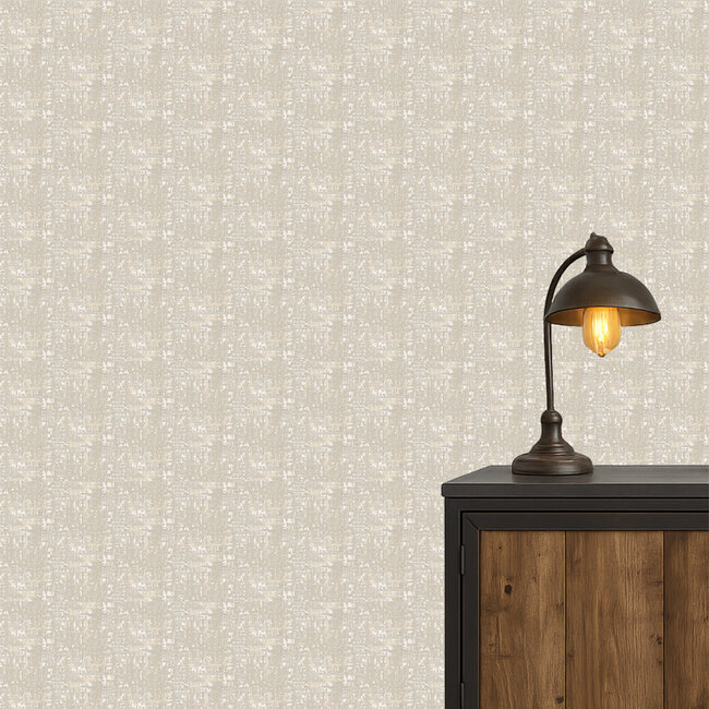 Dutch Wallcoverings Embellish fabric abstract cream - vliesbehang - 10m x 53cm - DE120091