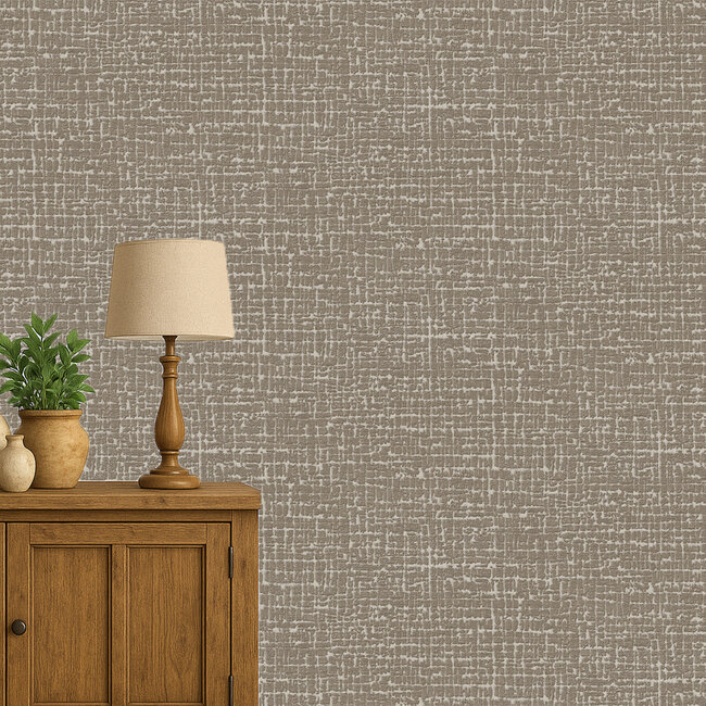 Dutch Wallcoverings Embellish fabric texture bronze - vliesbehang - 10m x 53cm - DE120104