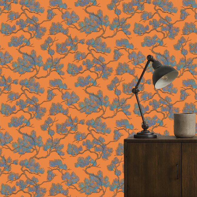 Dutch Wallcoverings Wall Fabric pine tree orange - vliesbehang - 10mx53cm - WF121016