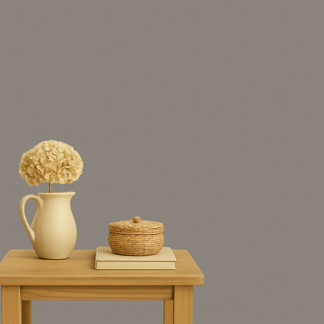 Dutch Wallcoverings Wall Fabric linen charcoal - vliesbehang - 10mx53cm - WF121054