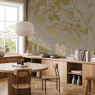 Dutch Wallcoverings Vliesbehang - Kek Amsterdam - Gold Engraved Landscapes Grey  - MW-173 - 200cm x 280cm Dutch Wallcoverings Vliesbehang - Kek Amsterdam - Gold Engraved Landscapes Grey  - MW-173 - 200cm x 280cm