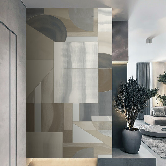 Dutch Wallcoverings Vliesbehang - Feature Walls - Geometric greige - FW4009-5 - 212cm x 280cm