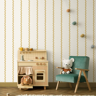 Dutch Wallcoverings Adventure Awaits - Do The Wiggle Stripe Ochre