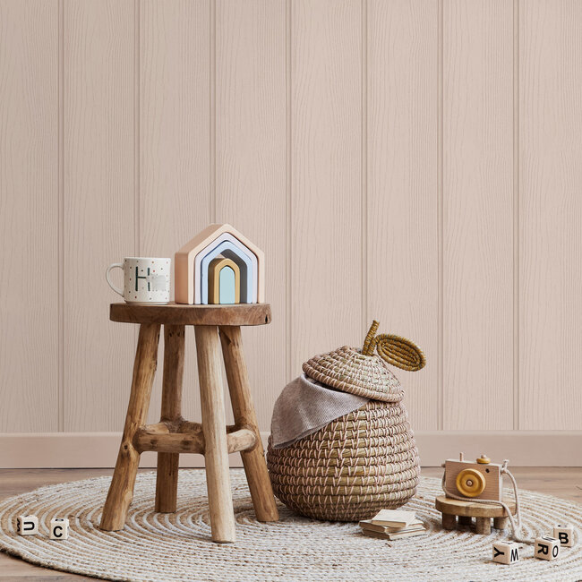 Dutch Wallcoverings Dutch Wallcoverings - Adventure Awaits - Tongue & Groove Pink - Pink - 13994