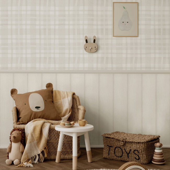 Dutch Wallcoverings Dutch Wallcoverings - Adventure Awaits - Ivy Plaid Warm Grey - Grey - 14002