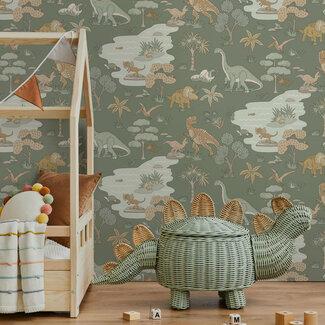 Dutch Wallcoverings Adventure Awaits - Dino Zoo Green
